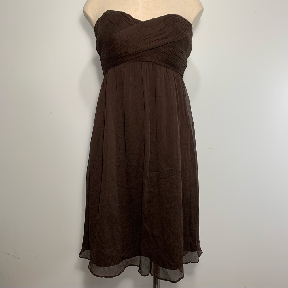 J. Crew 100% Silk Chiffon Corset Lined Strapless Dress